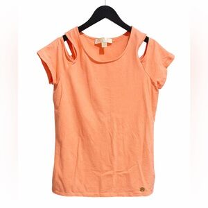 Michael Kors Orange Cut-Out Shoulder Tee